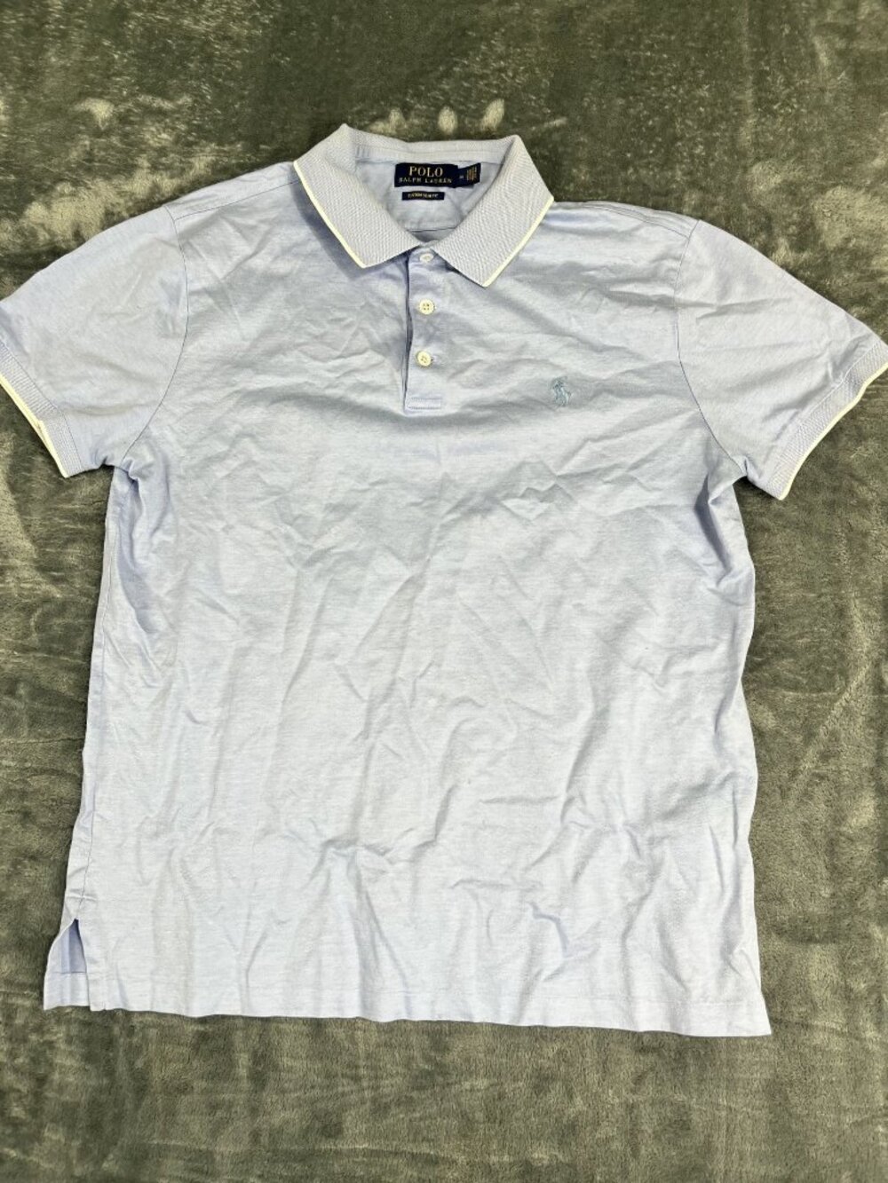 Polo Ralph Lauren Mens Blue Custom Slim Fit Short Sleeve Polo Shirt M